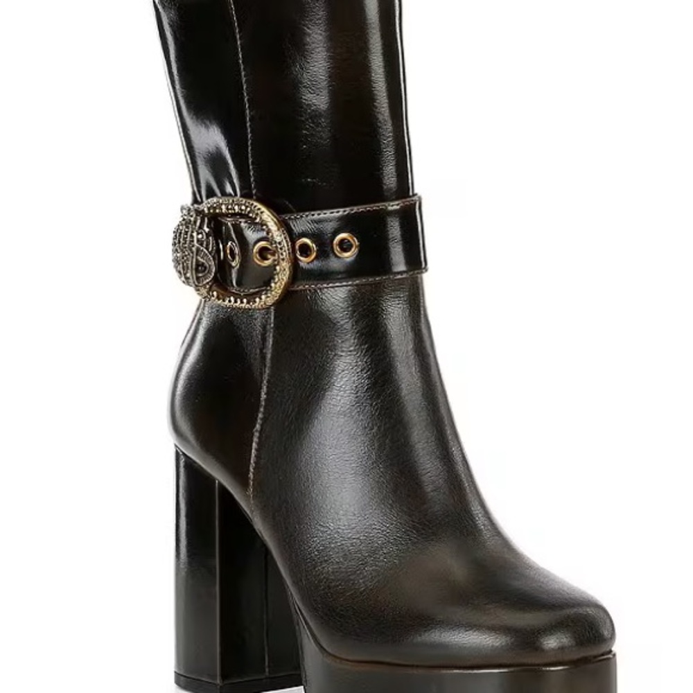 Black Leather High Heel Boots